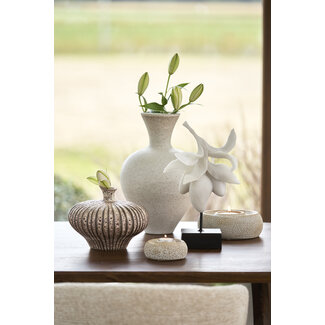 Light en Living Vaas deco 31x29,5x25,5 cm NEVANO mat donkerbruin + creme