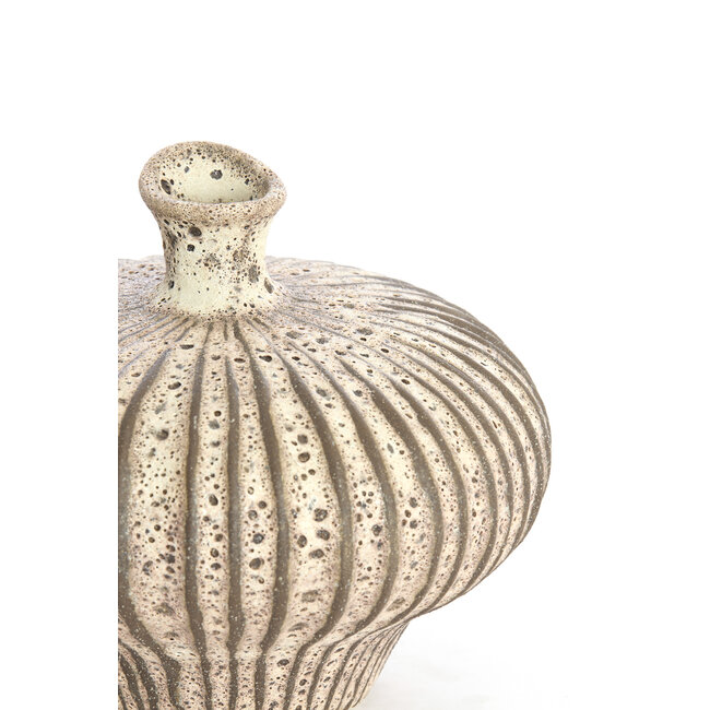 Light en Living Vaas deco 31x29,5x25,5 cm NEVANO mat donkerbruin + creme