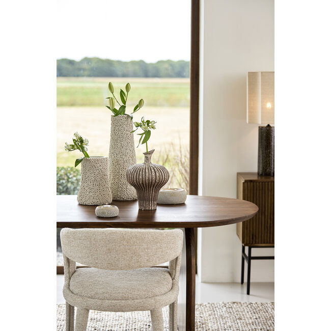 Light en Living Vaas deco 23x22x32,5 cm NEVANO mat donkerbruin + creme