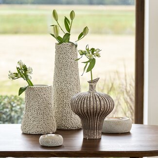 Light en Living Vaas deco 23x22x32,5 cm NEVANO mat donkerbruin + creme