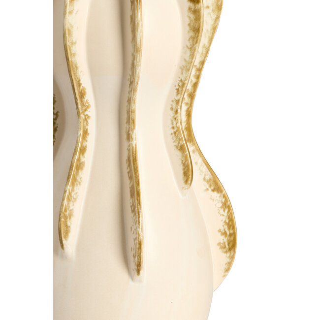 Light en Living Vaas deco Ø18,5x34 cm MAGOME keramiek creme + olijfgroen