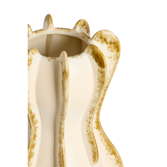 Light en Living Vaas deco Ø18,5x34 cm MAGOME keramiek creme + olijfgroen