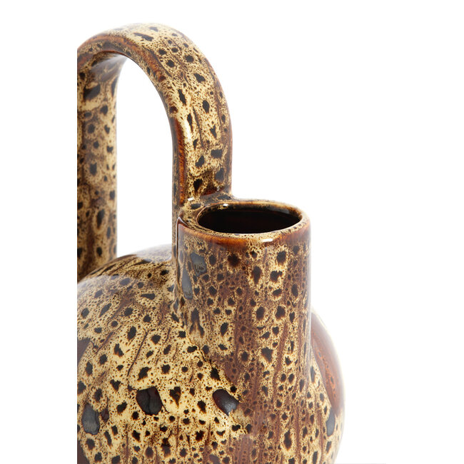 Light en Living Vaas deco 16x15,5x26 cm SERRES keramiek donkerbruin + creme + oranje