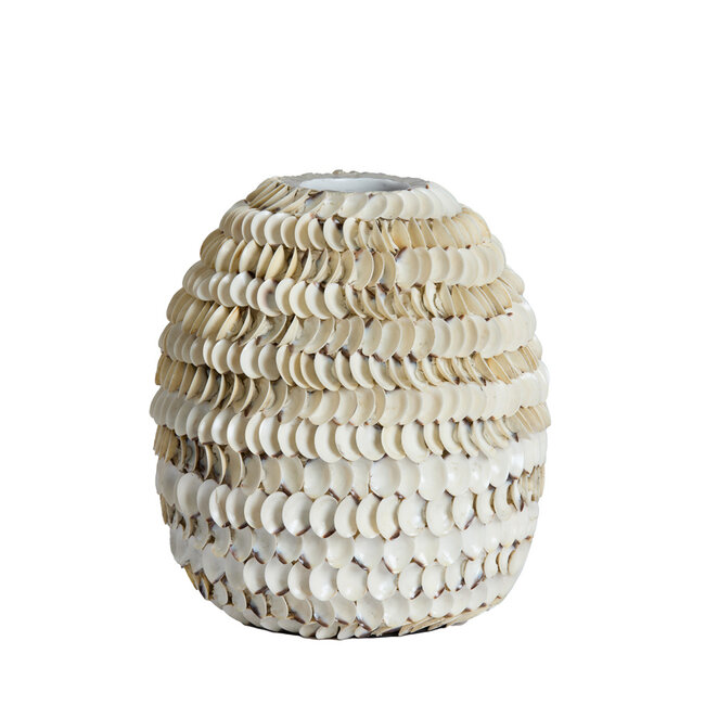 Light en Living Vaas deco Ø33x35 cm SARRIA bamboo + schelp creme