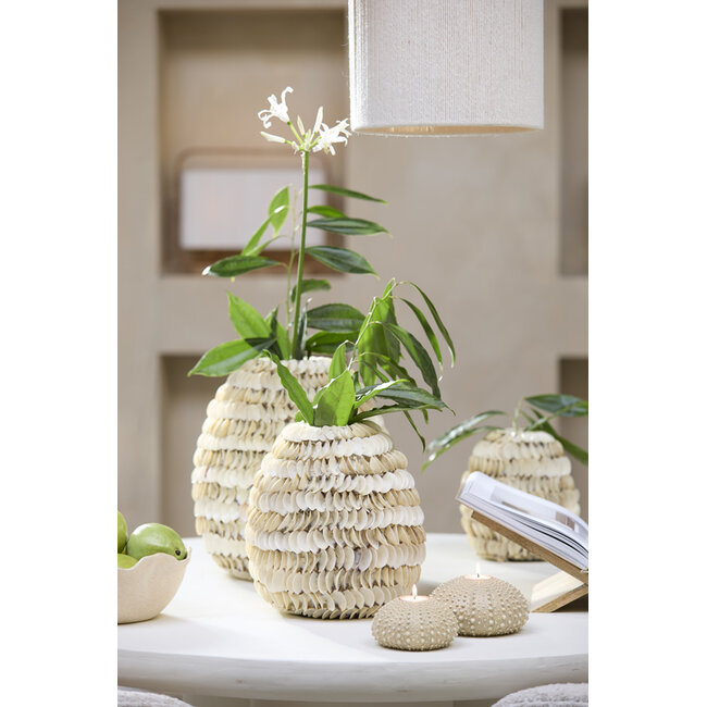 Light en Living Vaas deco  SARRIA Ø20x21 bamboo + schelp creme