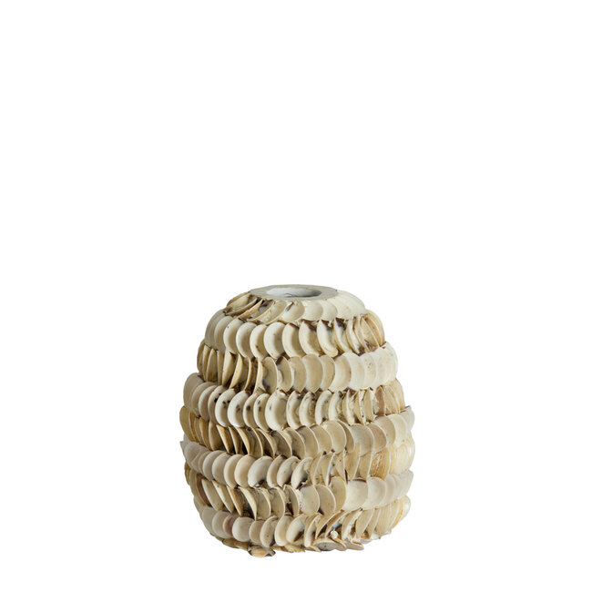 Light en Living Vaas deco  SARRIA Ø20x21 bamboo + schelp creme