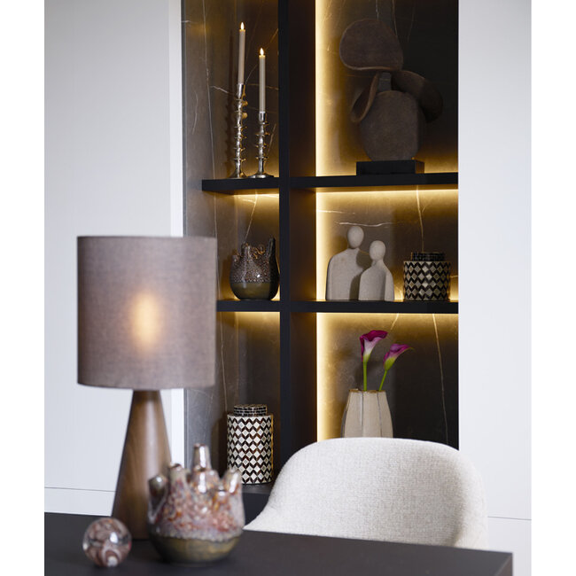 Light en Living Vaas deco / Pot Ø16x26,5 cm OLITE bamboo creme + Donkerbruin