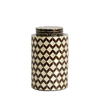 Light en Living Vaas deco / Pot Ø16x26,5 cm OLITE bamboo creme + Donkerbruin