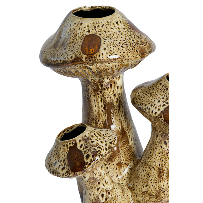 Light en Living Vaas deco 33,5x28,35x40,5 cm Paddestoel Keramiek donkerbruin + creme