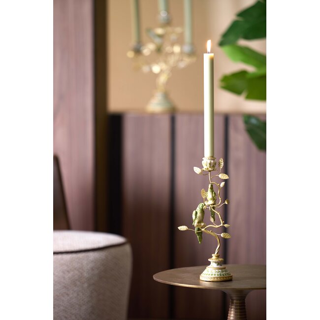 Light en Living Kandelaar 14x9x32,5 cm BIRD mint groen-wit + lichtgoud