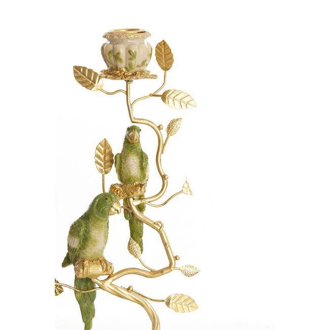 Light en Living Kandelaar 14x9x32,5 cm BIRD mint groen-wit + lichtgoud