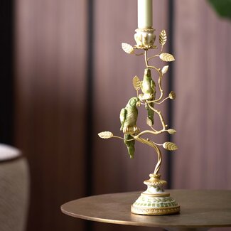 Light en Living Kandelaar 14x9x32,5 cm BIRD mint groen-wit + lichtgoud