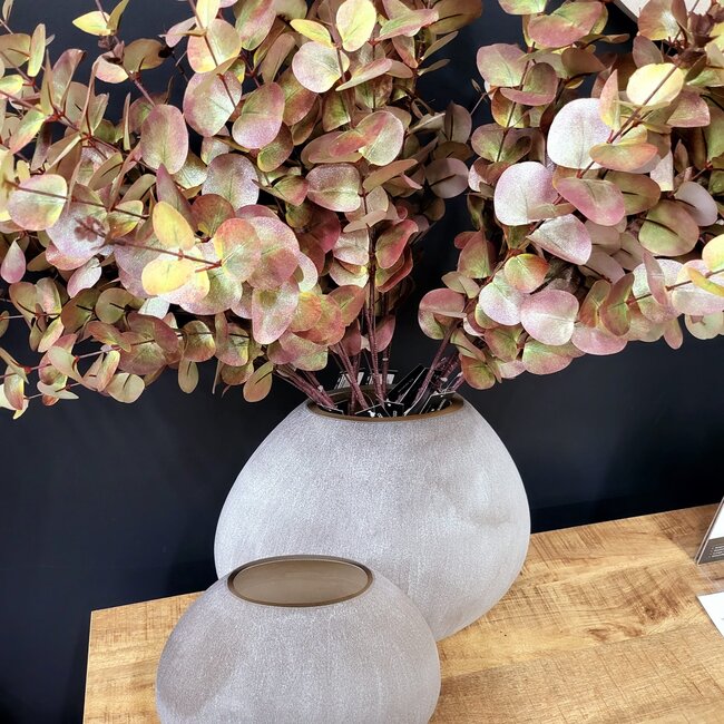 Light en Living Vaas deco 31x29,5x25,5 cm NEVANO mat donkerbruin + creme