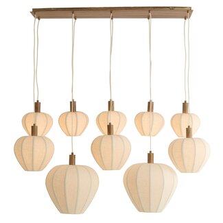 Light en Living Hanglamp 10L 144x49x200 cm HUXI houtprint + linnen crème
