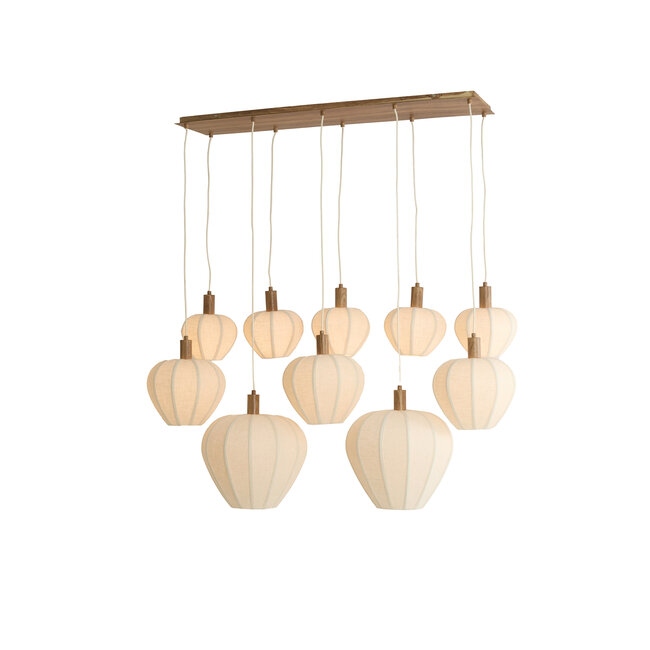 Light en Living Hanglamp 10L 144x49x200 cm HUXI houtprint + linnen crème