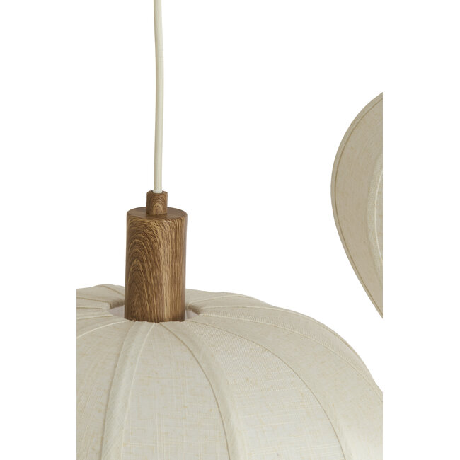 Light en Living Hanglamp 10L 144x49x200 cm HUXI houtprint + linnen crème