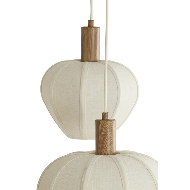 Light en Living Hanglamp 10L 144x49x200 cm HUXI houtprint + linnen crème