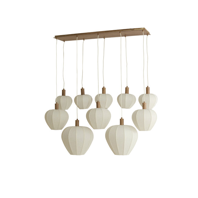 Light en Living Hanglamp 10L 144x49x200 cm HUXI houtprint + linnen crème