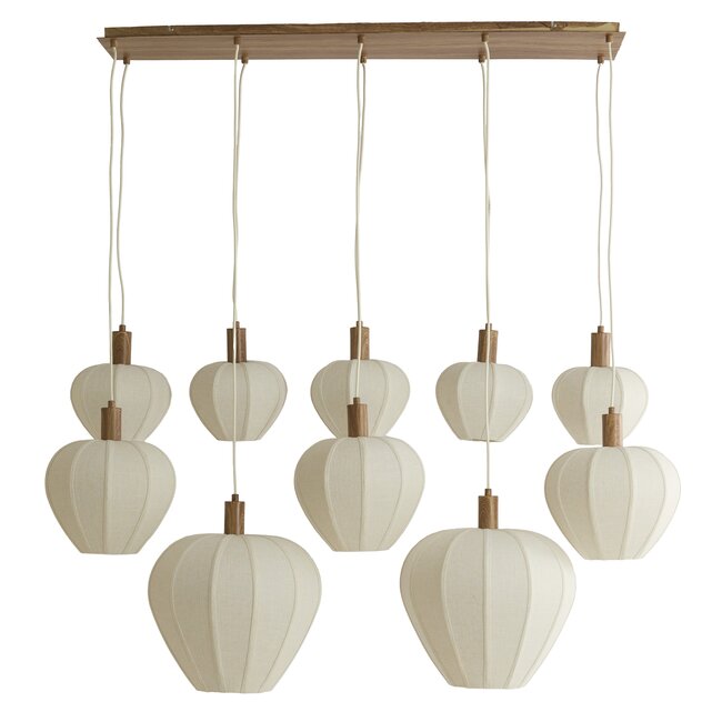 Light en Living Hanglamp 10L 144x49x200 cm HUXI houtprint + linnen crème