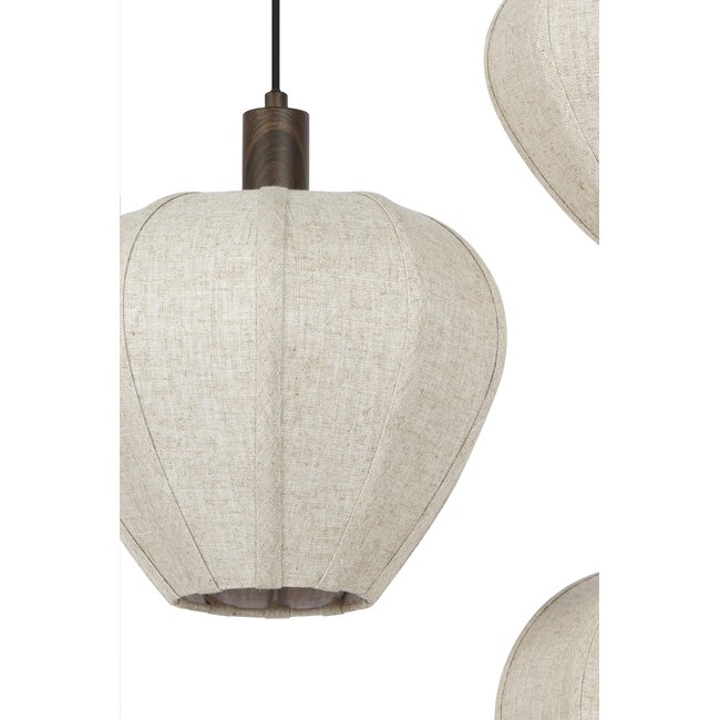 Light en Living Hanglamp 10L 144x49x200 cm HUXI Donkerbruin houtprint + linnen crème