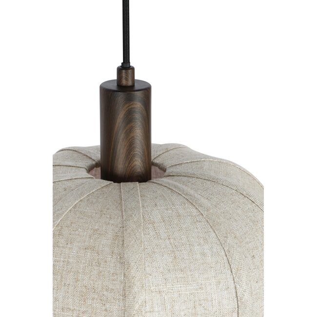 Light en Living Hanglamp 10L 144x49x200 cm HUXI Donkerbruin houtprint + linnen crème