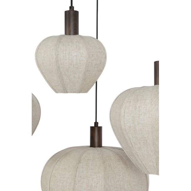 Light en Living Hanglamp 10L 144x49x200 cm HUXI Donkerbruin houtprint + linnen crème