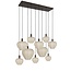 Light en Living Hanglamp 10L 144x49x200 cm HUXI Donkerbruin houtprint + linnen crème