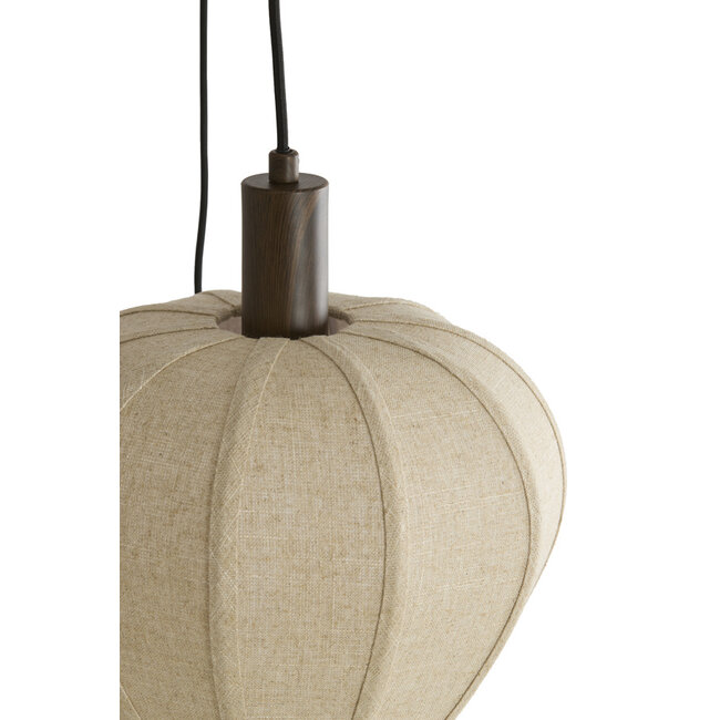 Light en Living Hanglamp 5L Ø76x140 cm HUXI houtprint + linnen crème