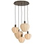 Light en Living Hanglamp 5L Ø76x140 cm HUXI donkerbruin houtprint + linnen crème