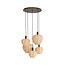 Light en Living Hanglamp 5L Ø76x140 cm HUXI donkerbruin houtprint + linnen crème