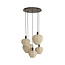 Light en Living Hanglamp 5L Ø76x140 cm HUXI donkerbruin houtprint + linnen crème