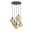 Light en Living Hanglamp 5L Ø76x140 cm HUXI donkerbruin houtprint + linnen crème