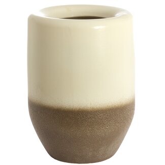 Light en Living Vaas / Pot deco Ø48,5x47,5 cm ISAURA keramiek crème + bruin