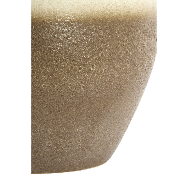 Light en Living Vaas / Pot deco Ø48,5x47,5 cm ISAURA keramiek crème + bruin