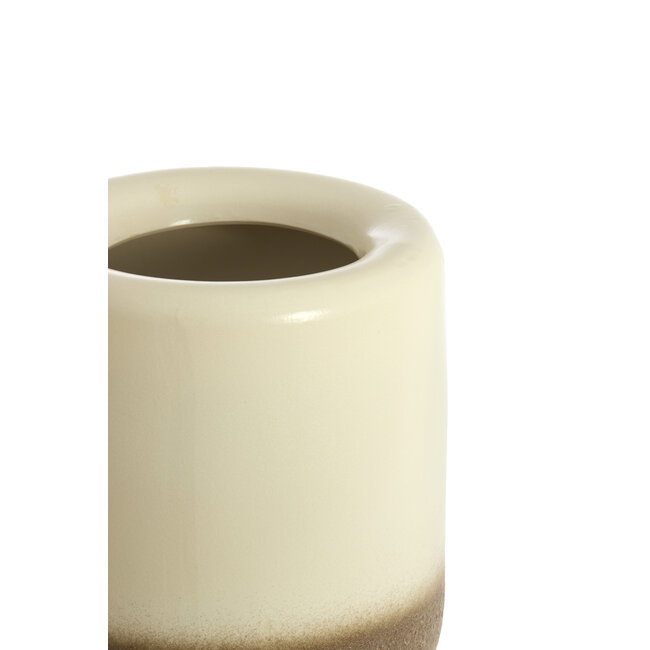 Light en Living Vaas / Pot deco Ø48,5x47,5 cm ISAURA keramiek crème + bruin