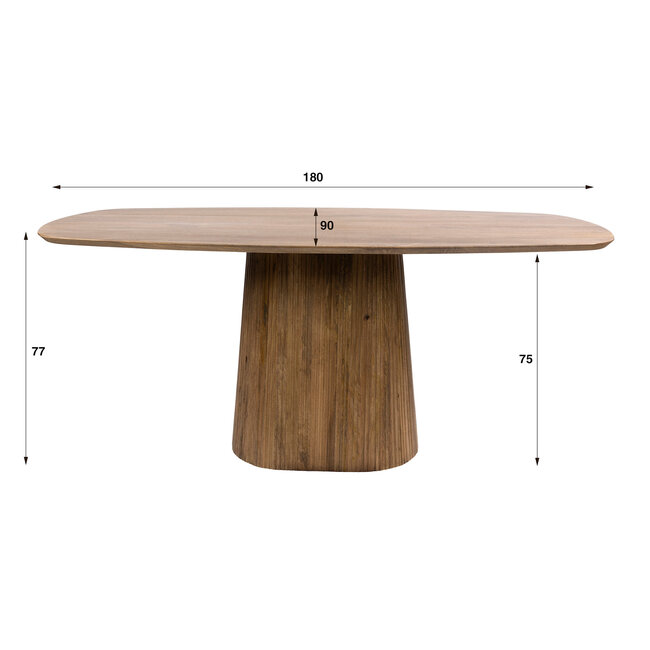 WoonStijl Eettafel Wave Centro Deens ovaal 180cm  Massief mango zand