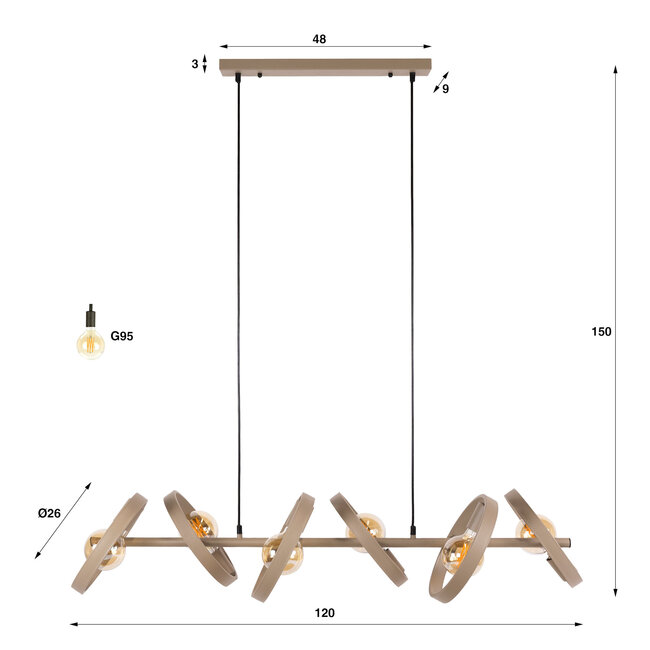 WoonStijl Hanglamp Hover 6-lichts beige