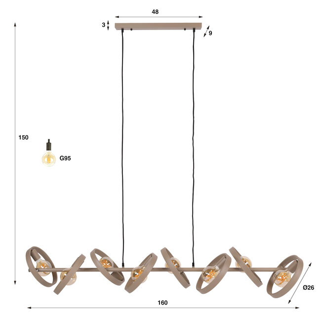 WoonStijl Hanglamp Hover 8-lichts beige