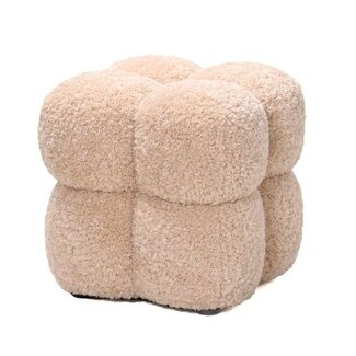 PTMD Poef teddy vierkant beige