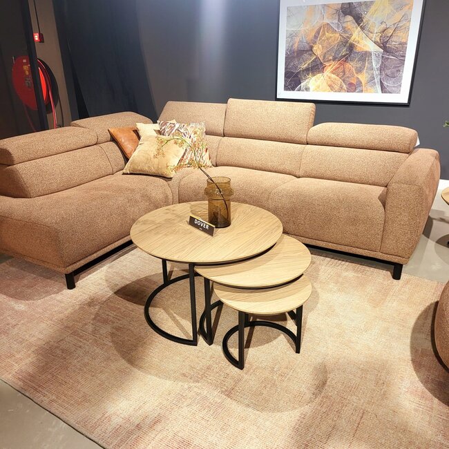 WoonMax Bank Cornwall - medium ottomane links - 2.5 zits met arm rechts - art beige