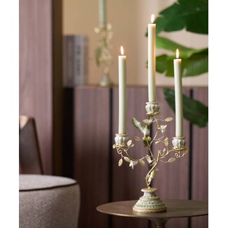 Light en Living Kandelaar 3L 26x13x37 cm PARROT crème-groen-geel+licht goud