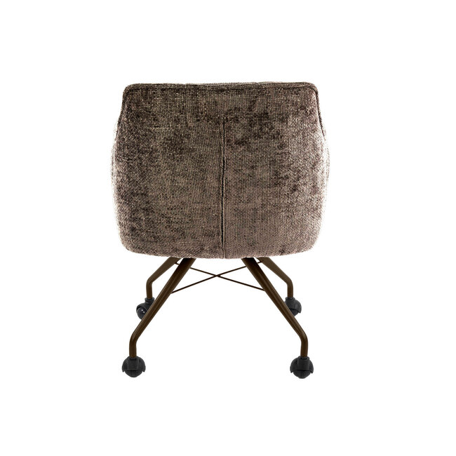 WoonStijl Armstoel Raster wieltjes Hoven taupe met bruin frame