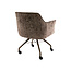 WoonStijl Armstoel Raster wieltjes Hoven taupe met bruin frame
