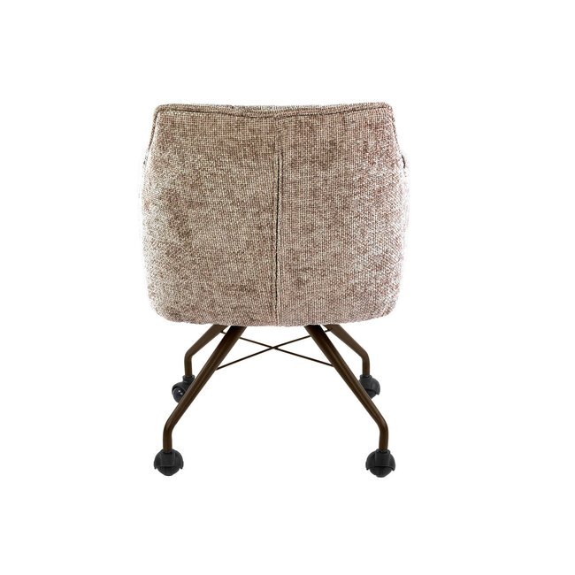 WoonStijl Armstoel Raster wieltjes Hoven zand-bruin frame