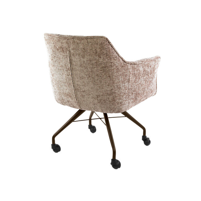 WoonStijl Armstoel Raster wieltjes Hoven zand-bruin frame