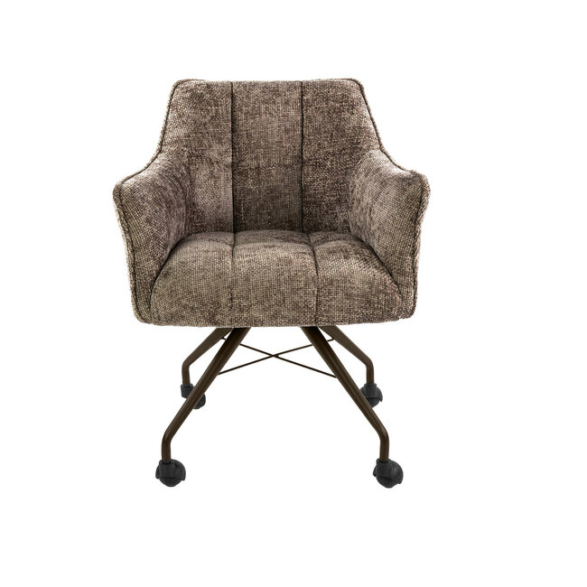 WoonStijl Armstoel Raster wieltjes Hoven champagne-bruin frame