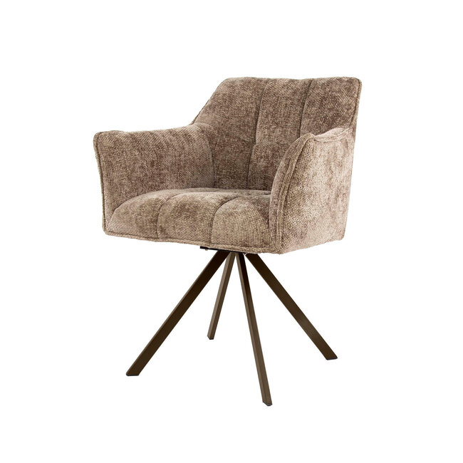 WoonStijl Armstoel Raster draaibaar Hoven champagne-bruin frame