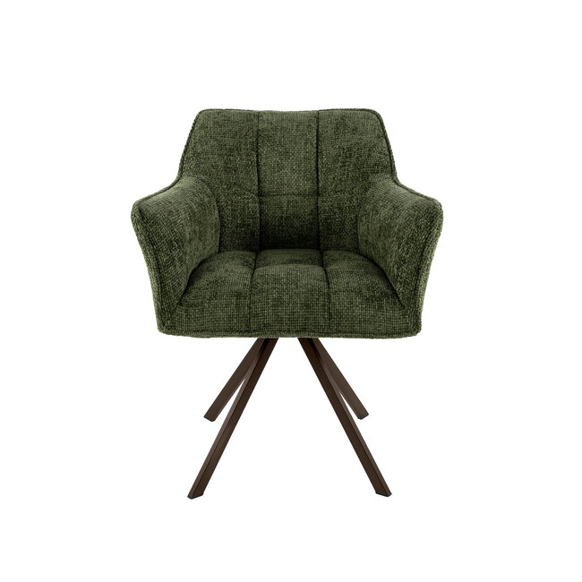 WoonStijl Armstoel Raster draaibaar Hoven groen-bruin frame