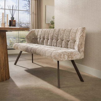 WoonStijl Eetkamerbank raster 180 Alure zand-bruin frame