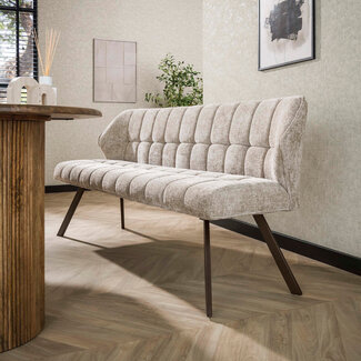 WoonStijl Eetkamerbank raster 180 Hoven zand-bruin frame